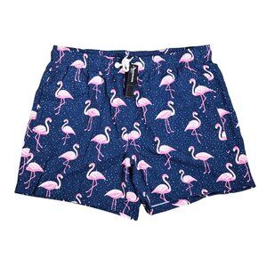 NWT | Brisira Navy Blue Flamingo Print Swim Shorts | Compression Liner | 4XL